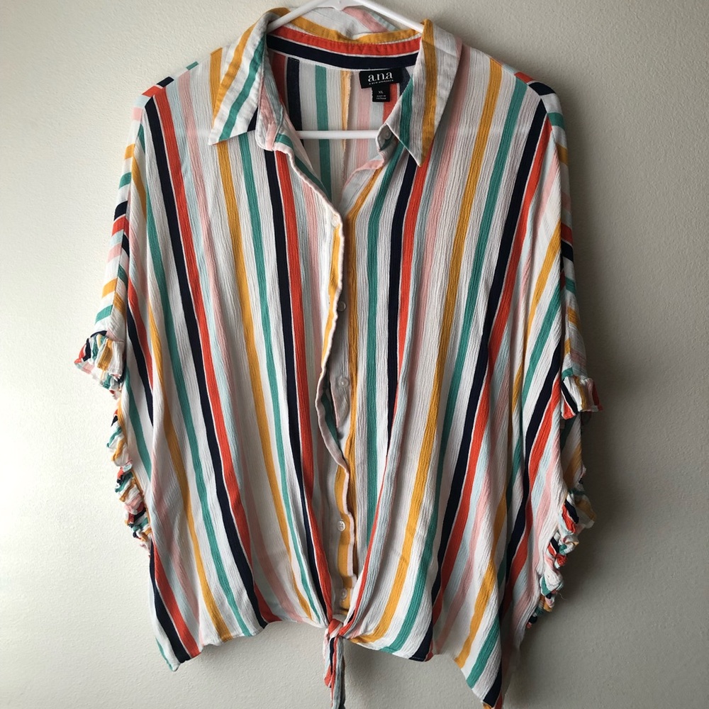 Rainbow button down tee size XL